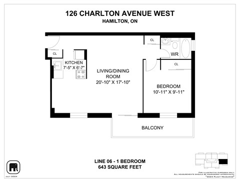 A floor plan for a home at 126 Charlton Avenue West in Hamilton, ON.